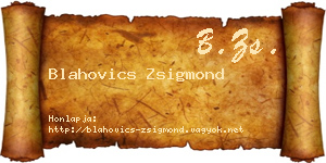 Blahovics Zsigmond névjegykártya